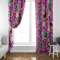 Hawaiian Island Shapes-Iconic Landscape Window Curtain with Plumeria and Palaka Pink Color LT03 - Polynesian Pride