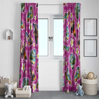 Hawaiian Island Shapes-Iconic Landscape Window Curtain with Plumeria and Palaka Pink Color LT03 - Polynesian Pride
