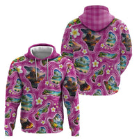 Hawaiian Island Shapes-Iconic Landscape Zip Hoodie with Plumeria and Palaka Pink Color LT03 - Polynesian Pride