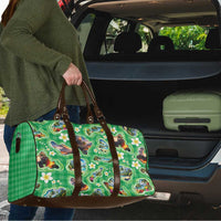 Hawaii Map with Plumeria Flower and Palaka Pattern Travel Bag Tropical Island Green Design