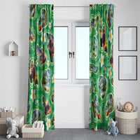 Hawaii Map with Plumeria Flower and Palaka Pattern Window Curtain Tropical Island Green Design