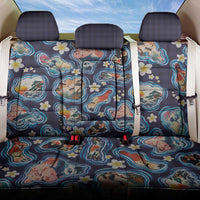 Hawaii Islands Map Design with Japanese Landscape Back Car Seat Cover Hawaiian Japan Fusion Art Navy Color LT03 One Size Navy - Polynesian Pride