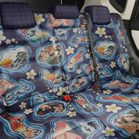 Hawaii Islands Map Design with Japanese Landscape Back Car Seat Cover Hawaiian Japan Fusion Art Navy Color LT03 - Polynesian Pride