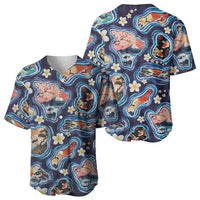 Hawaii Islands Map Design with Japanese Landscape Baseball Jersey Hawaiian Japan Fusion Art Navy Color LT03 - Polynesian Pride