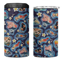 Hawaii Islands Map Design with Japanese Landscape 4 in 1 Can Cooler Tumbler Hawaiian Japan Fusion Art Navy Color LT03 One Size: 16 oz Navy - Polynesian Pride