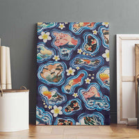 Hawaii Islands Map Design with Japanese Landscape Canvas Wall Art Hawaiian Japan Fusion Art Navy Color LT03 - Polynesian Pride