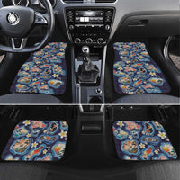 Hawaii Islands Map Design with Japanese Landscape Car Mats Hawaiian Japan Fusion Art Navy Color LT03 Set 4pcs Navy - Polynesian Pride