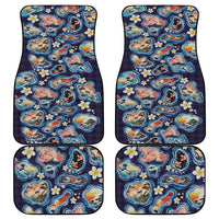 Hawaii Islands Map Design with Japanese Landscape Car Mats Hawaiian Japan Fusion Art Navy Color LT03 - Polynesian Pride