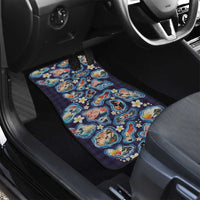 Hawaii Islands Map Design with Japanese Landscape Car Mats Hawaiian Japan Fusion Art Navy Color LT03 - Polynesian Pride