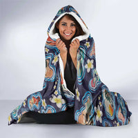 Hawaii Islands Map Design with Japanese Landscape Hooded Blanket Hawaiian Japan Fusion Art Navy Color LT03 - Polynesian Pride