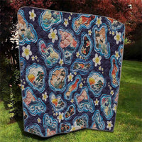 Hawaii Islands Map Design with Japanese Landscape Quilt Hawaiian Japan Fusion Art Navy Color LT03 - Polynesian Pride