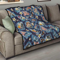 Hawaii Islands Map Design with Japanese Landscape Quilt Hawaiian Japan Fusion Art Navy Color LT03 - Polynesian Pride