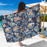 Hawaii Islands Map Design with Japanese Landscape Sarong Hawaiian Japan Fusion Art Navy Color LT03 One Size 44 x 66 inches Navy - Polynesian Pride