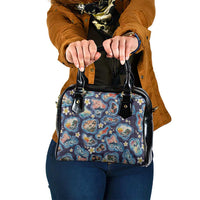 Hawaii Islands Map Design with Japanese Landscape Shoulder Handbag Hawaiian Japan Fusion Art Navy Color LT03 One Size Navy - Polynesian Pride