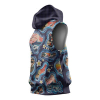 Hawaii Islands Map Design with Japanese Landscape Sleeveless Hoodie Hawaiian Japan Fusion Art Navy Color LT03 - Polynesian Pride