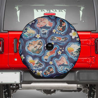 Hawaii Islands Map Design with Japanese Landscape Spare Tire Cover Hawaiian Japan Fusion Art Navy Color LT03 - Polynesian Pride