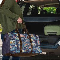 Hawaii Islands Map Design with Japanese Landscape Travel Bag Hawaiian Japan Fusion Art Navy Color LT03 - Polynesian Pride