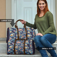 Hawaii Islands Map Design with Japanese Landscape Travel Bag Hawaiian Japan Fusion Art Navy Color LT03 - Polynesian Pride