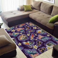 Hawaii Islands Map Design with Japanese Landscape Area Rug Hawaiian Japan Fusion Art Purple Color LT03 - Polynesian Pride