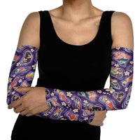 Hawaii Islands Map Design with Japanese Landscape Arm Sleeves Hawaiian Japan Fusion Art Purple Color LT03 - Polynesian Pride