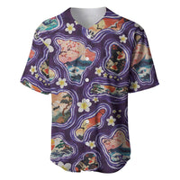 Hawaii Islands Map Design with Japanese Landscape Baseball Jersey Hawaiian Japan Fusion Art Purple Color LT03 Purple - Polynesian Pride