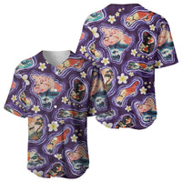 Hawaii Islands Map Design with Japanese Landscape Baseball Jersey Hawaiian Japan Fusion Art Purple Color LT03 - Polynesian Pride