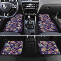 Hawaii Islands Map Design with Japanese Landscape Car Mats Hawaiian Japan Fusion Art Purple Color LT03 Set 4pcs Purple - Polynesian Pride