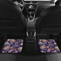 Hawaii Islands Map Design with Japanese Landscape Car Mats Hawaiian Japan Fusion Art Purple Color LT03 Set 2pcs - Back Purple - Polynesian Pride