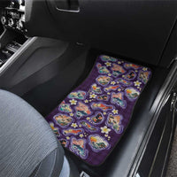 Hawaii Islands Map Design with Japanese Landscape Car Mats Hawaiian Japan Fusion Art Purple Color LT03 - Polynesian Pride