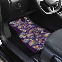 Hawaii Islands Map Design with Japanese Landscape Car Mats Hawaiian Japan Fusion Art Purple Color LT03 - Polynesian Pride