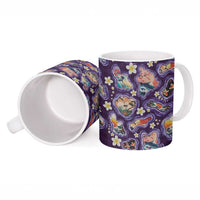 Hawaii Islands Map Design with Japanese Landscape Ceramic Mug Hawaiian Japan Fusion Art Purple Color LT03 - Polynesian Pride
