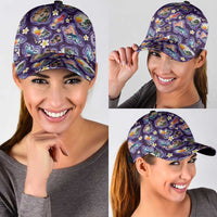 Hawaii Islands Map Design with Japanese Landscape Classic Cap Hawaiian Japan Fusion Art Purple Color LT03 - Polynesian Pride