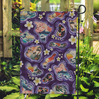 Hawaii Islands Map Design with Japanese Landscape Garden Flag Hawaiian Japan Fusion Art Purple Color LT03 Garden Flag Purple - Polynesian Pride