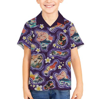 Hawaii Islands Map Design with Japanese Landscape Hawaiian Shirt Hawaiian Japan Fusion Art Purple Color LT03 - Polynesian Pride