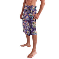 Hawaii Islands Map Design with Japanese Landscape Lavalava Hawaiian Japan Fusion Art Purple Color LT03 - Polynesian Pride