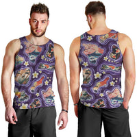 Hawaii Islands Map Design with Japanese Landscape Men Tank Top Hawaiian Japan Fusion Art Purple Color LT03 - Polynesian Pride