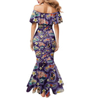 Hawaii Islands Map Design with Japanese Landscape Mermaid Dress Hawaiian Japan Fusion Art Purple Color LT03 - Polynesian Pride