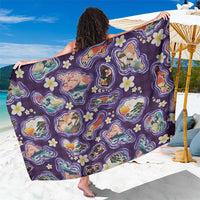 Hawaii Islands Map Design with Japanese Landscape Sarong Hawaiian Japan Fusion Art Purple Color LT03 One Size 44 x 66 inches Purple - Polynesian Pride