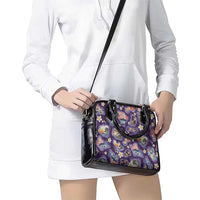 Hawaii Islands Map Design with Japanese Landscape Shoulder Handbag Hawaiian Japan Fusion Art Purple Color LT03 - Polynesian Pride