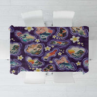 Hawaii Islands Map Design with Japanese Landscape Tablecloth Hawaiian Japan Fusion Art Purple Color LT03 Purple - Polynesian Pride
