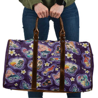 Hawaii Islands Map Design with Japanese Landscape Travel Bag Hawaiian Japan Fusion Art Purple Color LT03 Purple - Polynesian Pride
