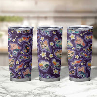 Hawaii Islands Map Design with Japanese Landscape Tumbler Cup Hawaiian Japan Fusion Art Purple Color LT03 - Polynesian Pride