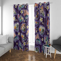 Hawaii Islands Map Design with Japanese Landscape Window Curtain Hawaiian Japan Fusion Art Purple Color LT03 With Grommets Purple - Polynesian Pride