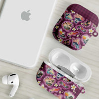 Hawaii Islands Map Design with Japanese Landscape AirPods Case Hawaiian Japan Fusion Art Pink Color LT03 - Polynesian Pride