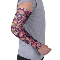 Hawaii Islands Map Design with Japanese Landscape Arm Sleeves Hawaiian Japan Fusion Art Pink Color LT03 - Polynesian Pride