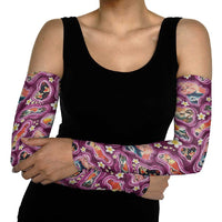 Hawaii Islands Map Design with Japanese Landscape Arm Sleeves Hawaiian Japan Fusion Art Pink Color LT03 - Polynesian Pride