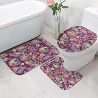 Hawaii Islands Map Design with Japanese Landscape Bathroom Set Hawaiian Japan Fusion Art Pink Color LT03 - Polynesian Pride