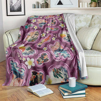 Hawaii Islands Map Design with Japanese Landscape Blanket Hawaiian Japan Fusion Art Pink Color LT03 Pink - Polynesian Pride