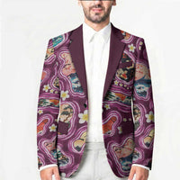 Hawaii Islands Map Design with Japanese Landscape Blazer Hawaiian Japan Fusion Art Pink Color LT03 - Polynesian Pride