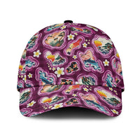 Hawaii Islands Map Design with Japanese Landscape Classic Cap Hawaiian Japan Fusion Art Pink Color LT03 Universal Fit Pink - Polynesian Pride